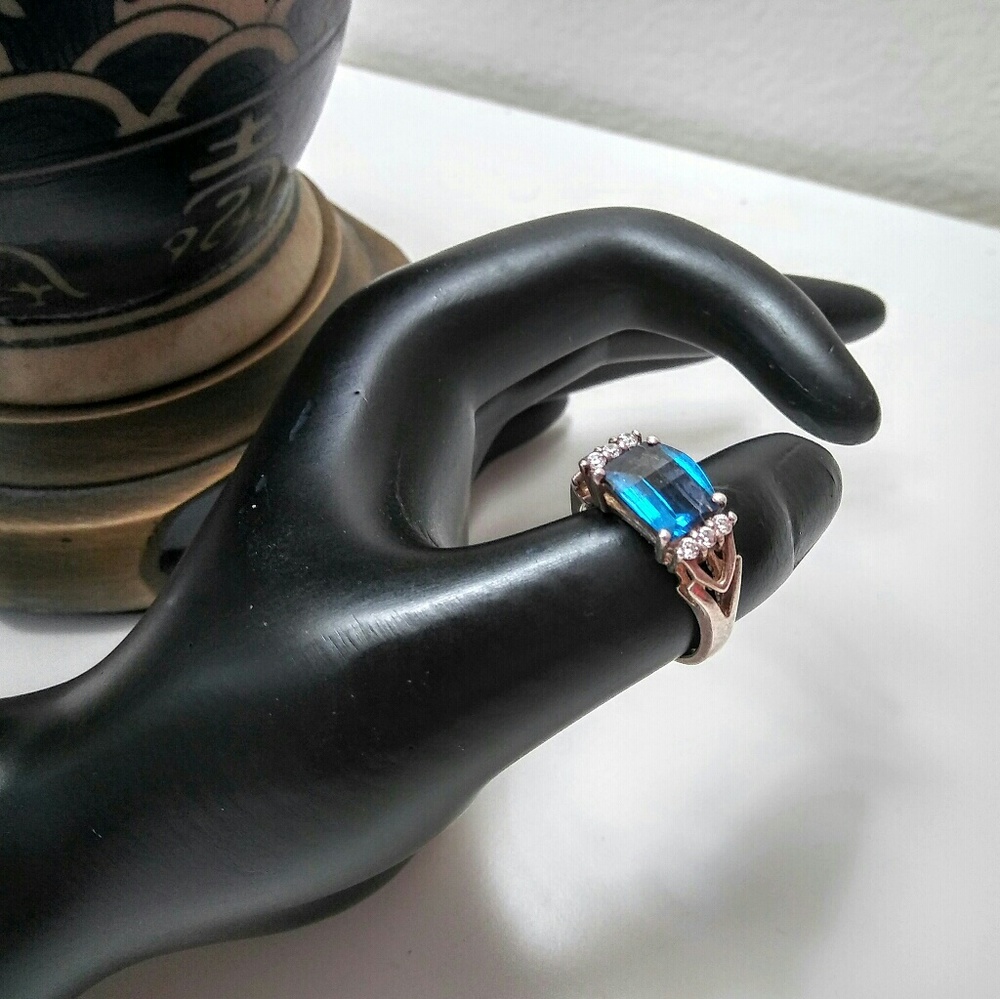 Deep Blue Topaz Ring
